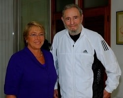 CUBA-CHILE Castro and Bachellete