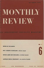 Monthly Review Volume 1, Number 6 (October 1949)