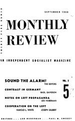 Monthly Review Volume 2, Number 5 (September 1950)