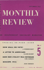 Monthly Review Volume 4, Number 5 (September 1952)