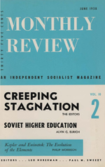 Monthly Review Volume 10, Number 2 (June 1958)