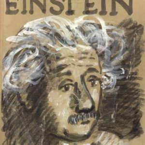 Albert Einstein (1959), charcoal and watercolor drawing by Alexander Dobkin
