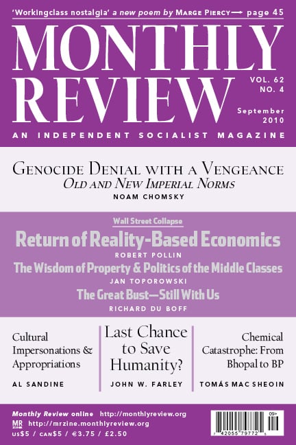 Monthly Review Volume 62, Number 4 (September 2010)