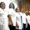 Healthcare workers celebrating in Cuba