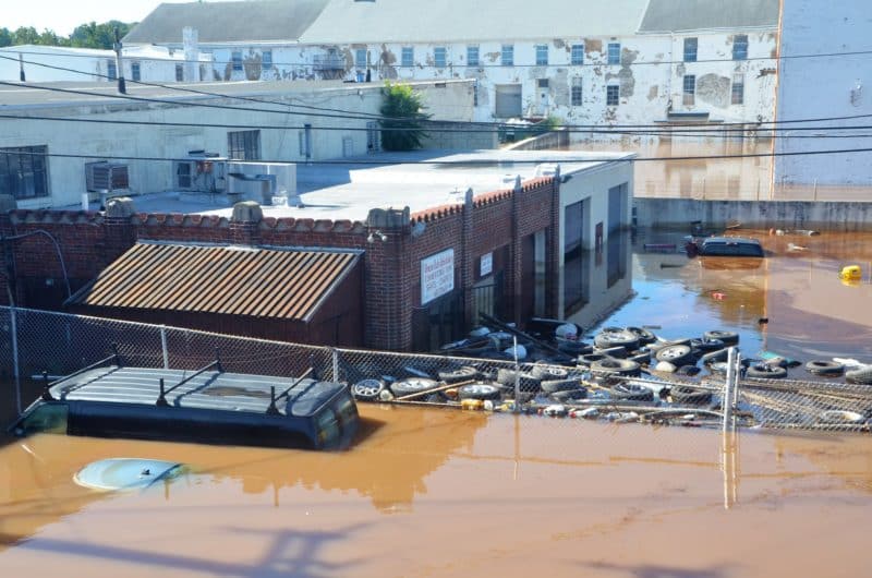 Flooding in Norristown, PA from remains of Hurricane Ida (September 2, 2021)