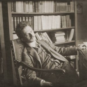 A young Gyorgy Lukács in his library