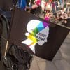 A flag with the Women's Strike logo at the Krakow Equality March