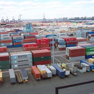 Thousands of shipping containers at the terminal at Port Elizabeth, New Jersey (2004)