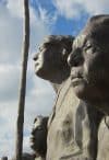 Clouds dance behind statues at the Chickasaw Cultural Center during the 2012 Trail of Tears Conference in Sulphur, Oklahoma near the Chickasaw National Recreation Area