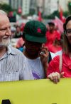 João Pedro Stedile, leader of the MST, and federal deputy Maria do Rosário (PT/RS) at the Democracy Camp, in the Pôr do Sol amphitheater, in Porto Alegre, on the banks of the Guaíba River, and near the Regional Federal Court of the 4th Region (TRF4), where former president Luiz Inácio Lula da Silva was tried on January 24, 2018